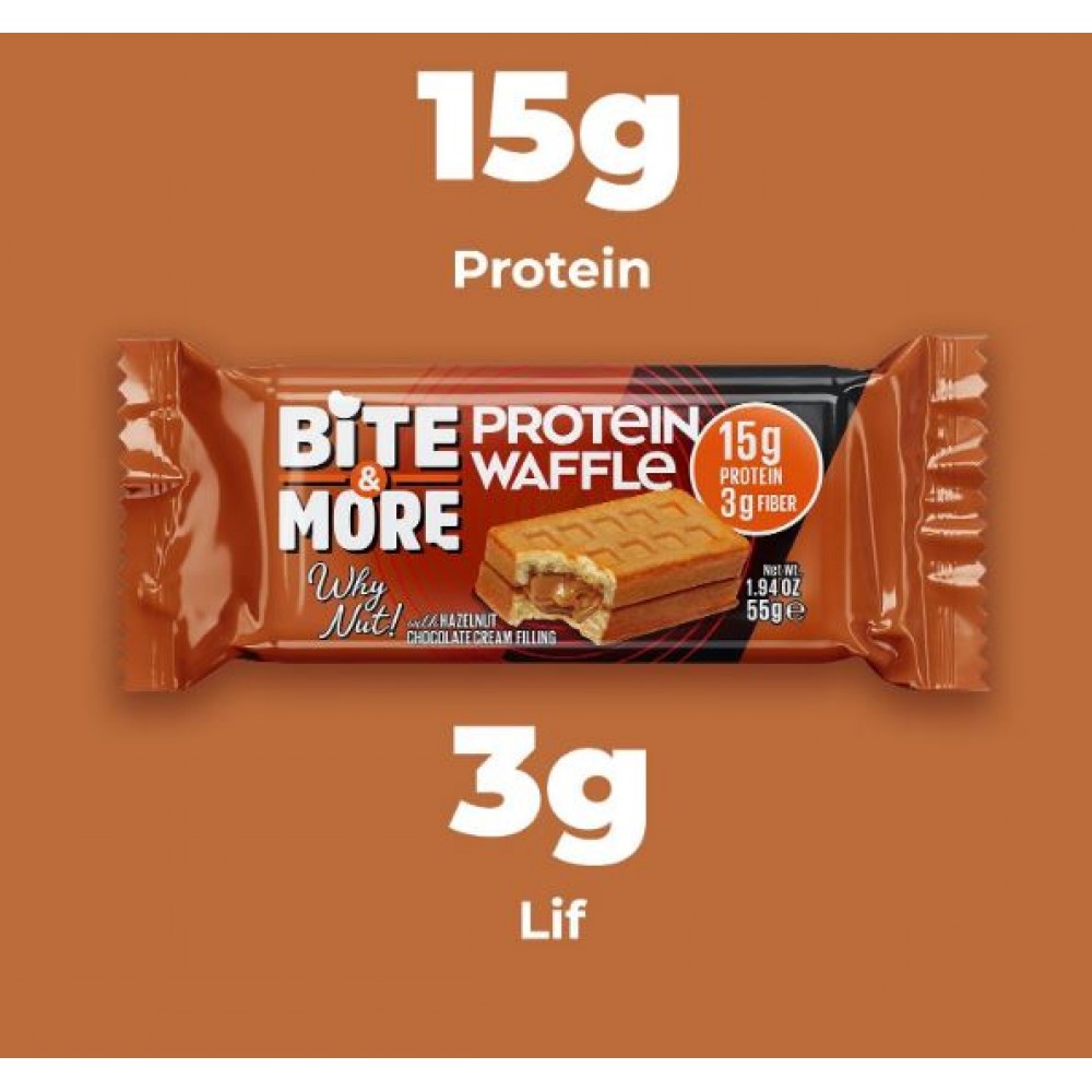 Bite and More Protein Waffle 55 gr x 12 Adet